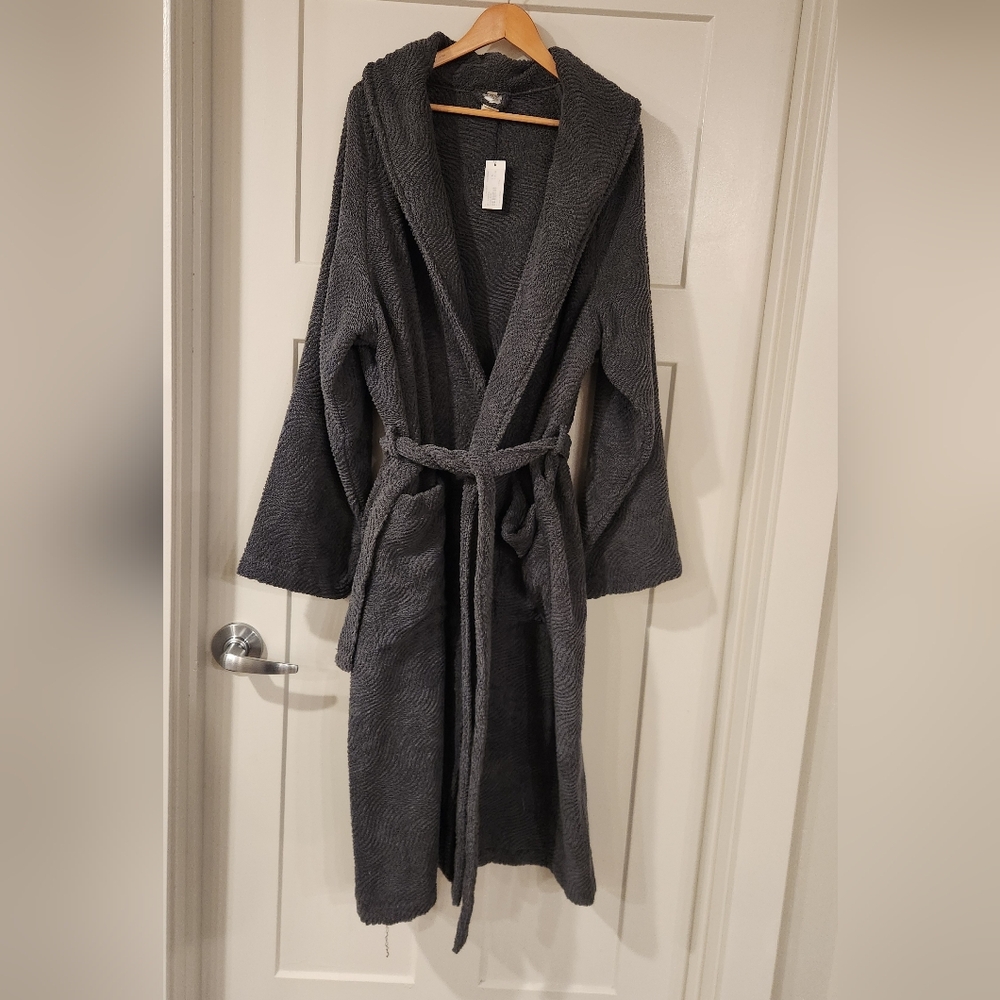 NWT Big Sur Shawl Luxurious Italian Cotton And Linen Bath Robe Grey Size L/XL